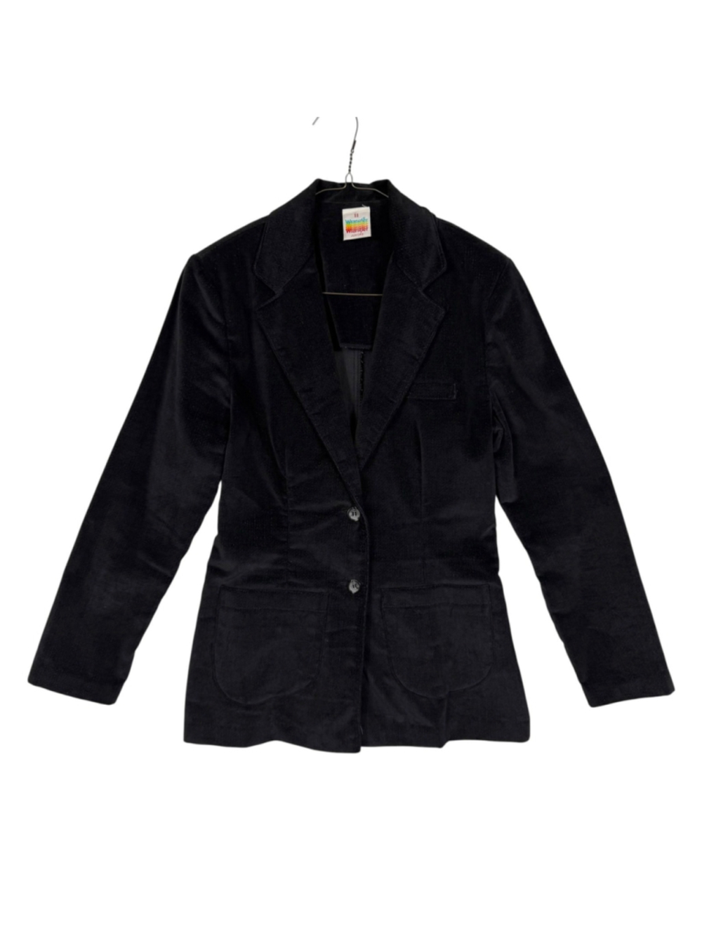 Wrangler Blazer Jacket Black Corduroy Single Breasted Business Retro Womens 11 - Picture 2 of 10